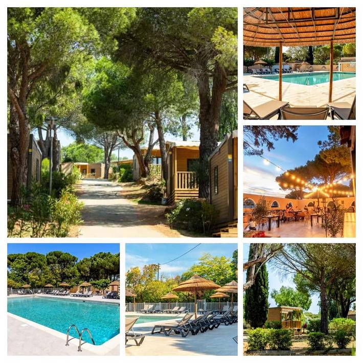 Camping pour 6 personnes, avec Terrasse ainsi que Jardin et Piscine