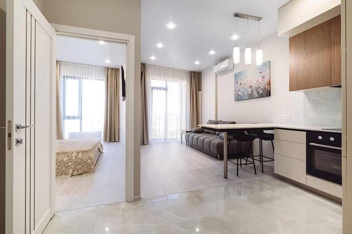 Apartament wakacyjny dla 4 osób, z Balkon i Taras oraz Ogród i Widok w Odessa