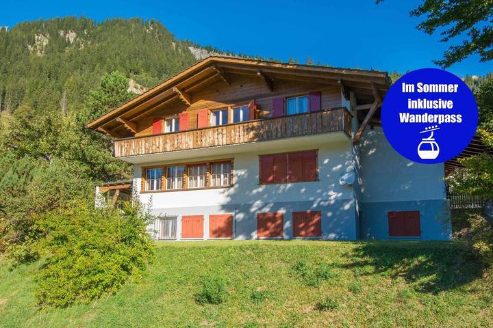 Hütte für 6 Personen, mit Balkon und Garten sowie Ausblick in Adelboden