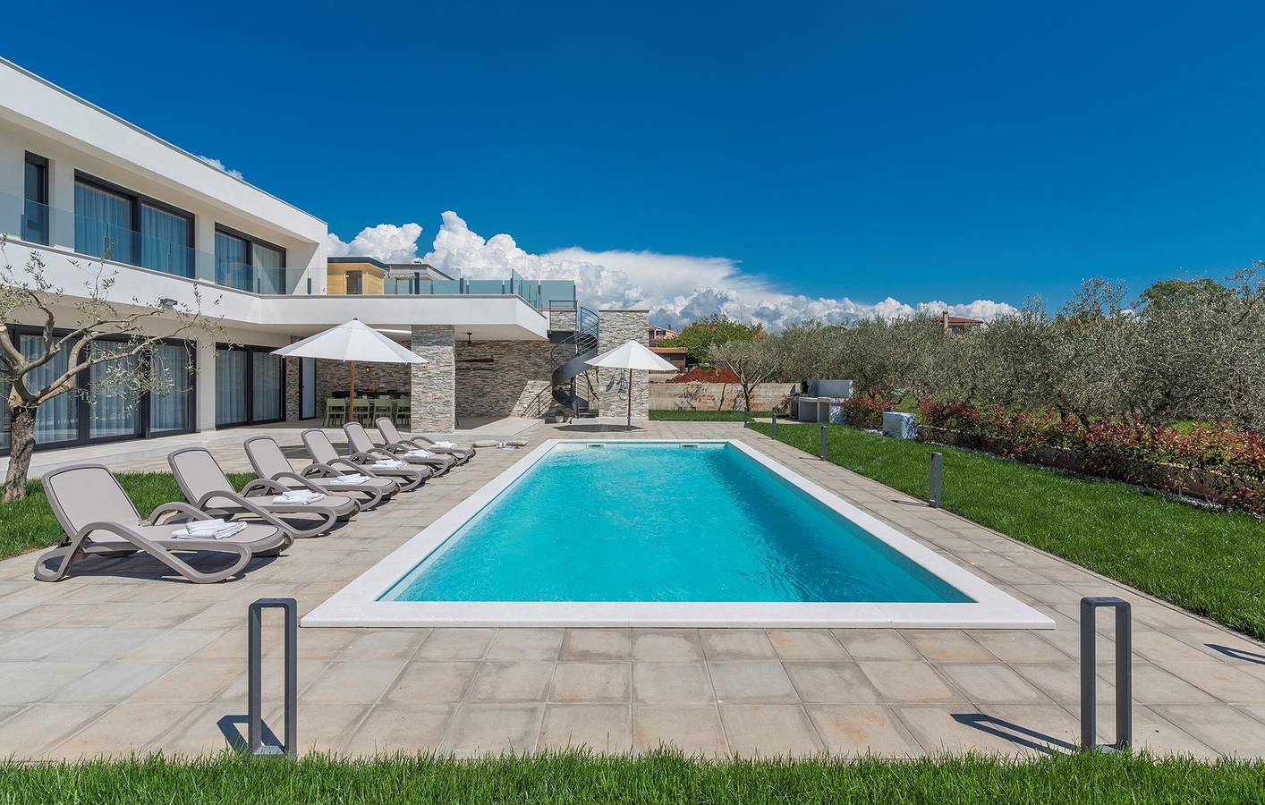 Modern Private Villa with Whirlpool, Sauna, Pool, and Sea View Near Novigrad in Novigrad, Regio Umag