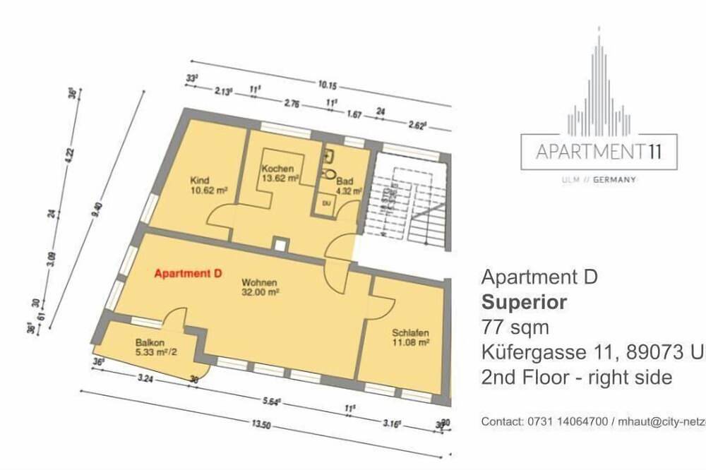 Ganze Wohnung, Superior 3 room Apartment Cathedral View in Ulm, Schwaben