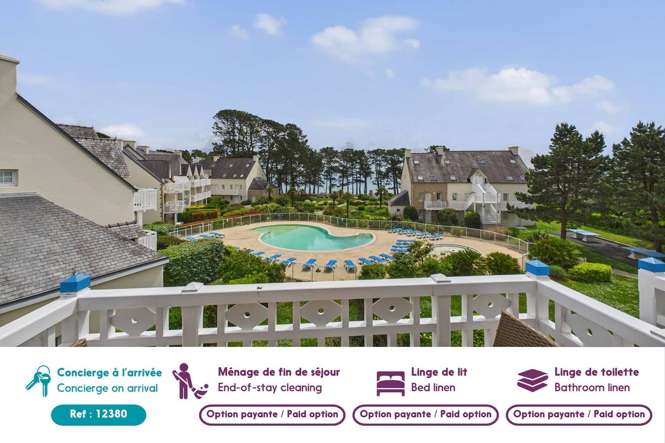 Appartement entier, Balcon vue mer et piscine pour 4 personnes in Fouesnant, Côte de Cornouaille