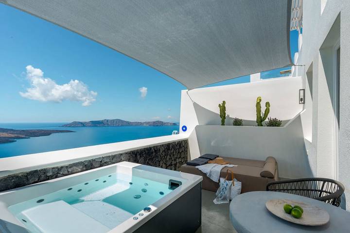 Villa pour 2 personnes, avec Vue sur l’océan et Balcon ainsi que Terrasse et Jardin à Thera