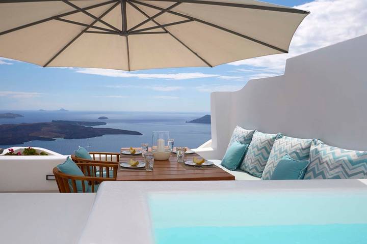 Villa pour 4 personnes, avec vue sur l’océan et terrasse dans Firostefani