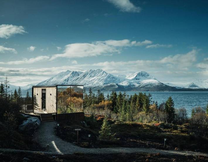 Lodge für 2 Personen, mit Whirlpool und Terrasse sowie Sauna und Ausblick in Troms