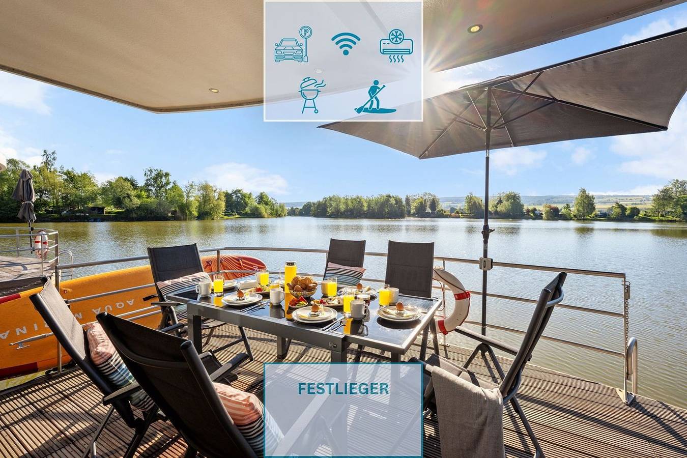 Floatinghouse Scarlett: Seeblick, Terrasse & Natur pur in Höxter, Kreis Höxter