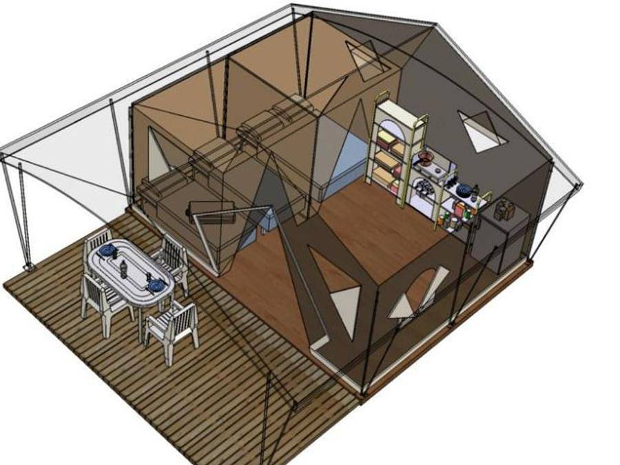 Camping L'Orée Du Bois - Bungalow de lona 4 personas - 2 dormitorios 20m² - sin baño in Hourtin, Parque natural regional del Médoc