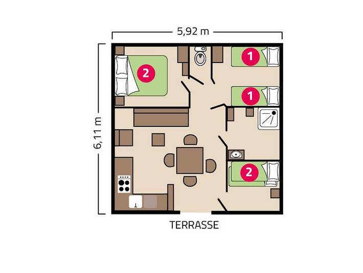 Gîte pour 6 personnes, avec bassin pour enfant à Saint-André-des-Eaux - 4