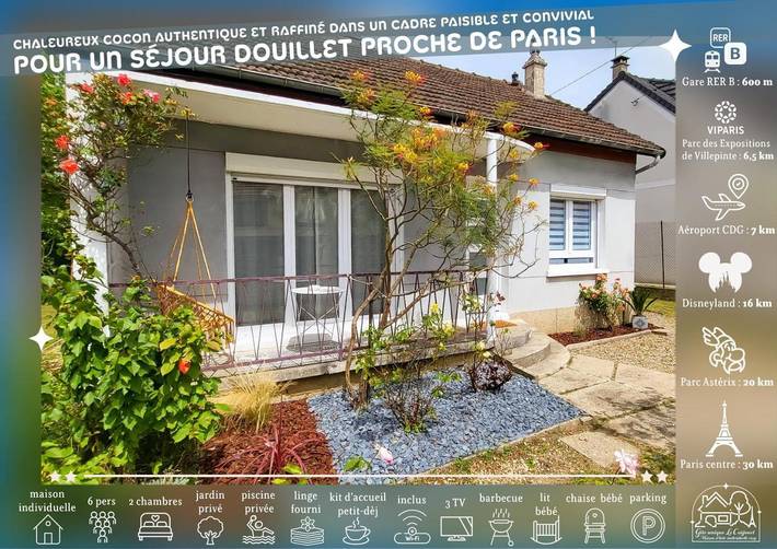 Location de vacances pour 6 personnes, avec jardin et piscine, animaux acceptés à Villeparisis - 4