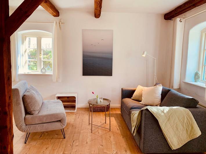 Ferienwohnung für 3 Personen, mit Sauna und Garten, kinderfreundlich in Habernis