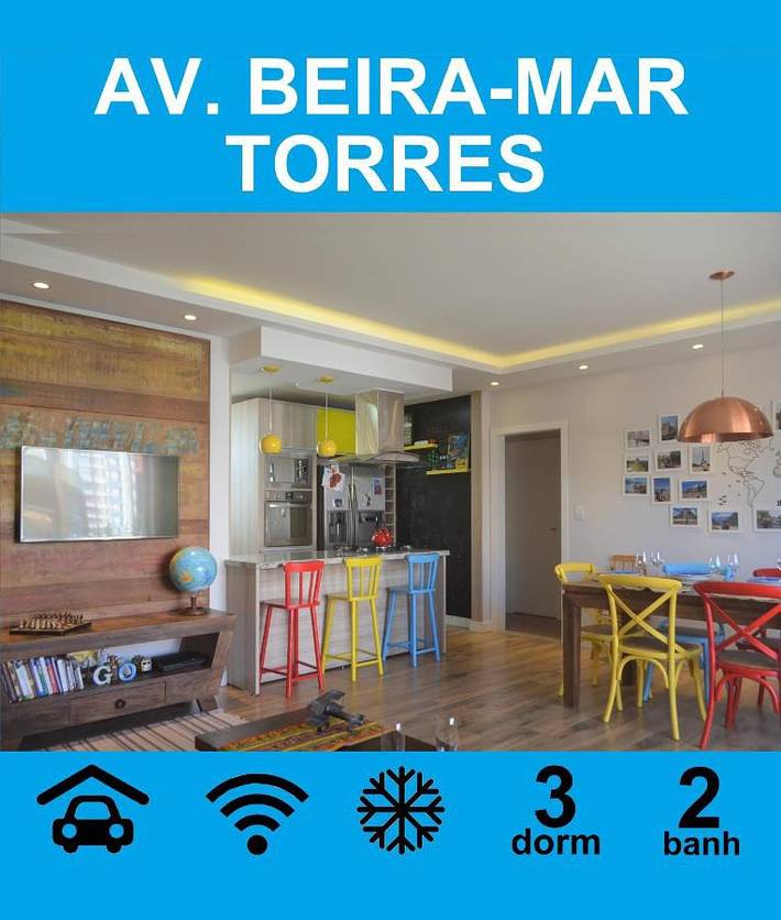 Casas e apartamentos de temporada para 8 pessoas, com balcão e vista em Torres