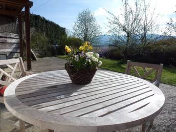 Ferienwohnung für 2 Personen, mit Terrasse und Garten sowie Ausblick in Das Blaue Land