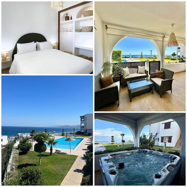 Appartement de vacances pour 5 personnes, avec piscine et bassin pour enfant ainsi que jardin et jacuzzi