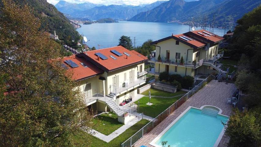 Ferienhaus für 3 Personen, mit Seeblick und Ausblick sowie Pool und Garten am Comer See
