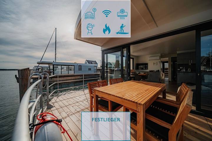 Ferienhaus für 5 Personen, mit Terrasse und Seeblick sowie Ausblick am Greifswalder Bodden