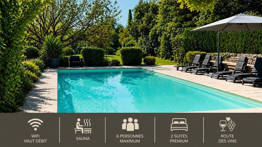 Gîte pour 6 personnes, avec piscine et sauna à Azé (Saône-et-Loir)