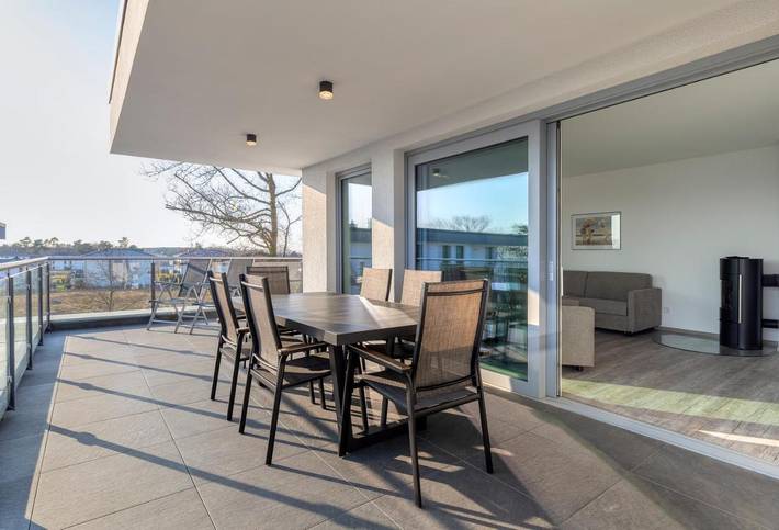 Ferienwohnung für 8 Personen, mit Balkon und Terrasse sowie Garten und Sauna