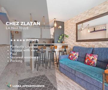 Gîte pour 4 personnes, avec piscine ainsi que jardin et vue, animaux acceptés dans Plage Des Elephants