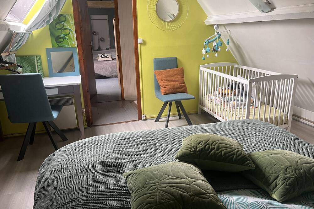 La Roseraie-Ferienhaus-Familie-Ensuite mit Bad-Blick auf die Landschaft in Audinghen, Boulogne-sur-Mer und Umgebung