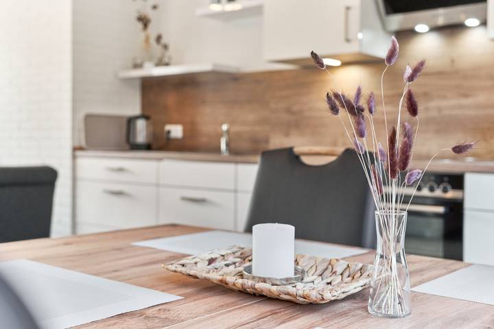 Ferienwohnung für 4 Personen, mit Garten und Terrasse sowie Ausblick, mit Haustier in Friedrichstadt