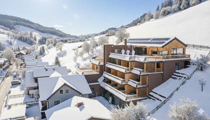 Location de vacances pour 2 personnes, avec piscine ainsi que sauna et balcon, adapté aux familles à Wagrain