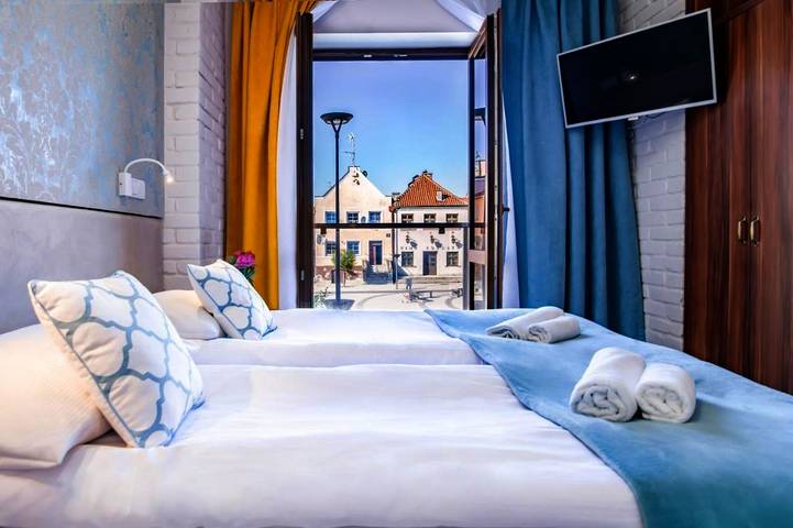 Hotel dla 5 osób, z widok i taras oraz ogród w Zalew Wiślany