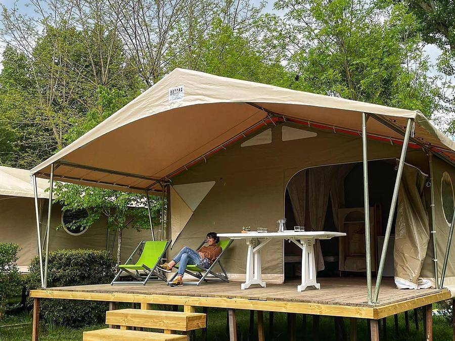 Flower Camping Saint Lambert - Safarizelt 4 personen - Lodge Kanada in Millau, Parc naturel régional des Grands Causses