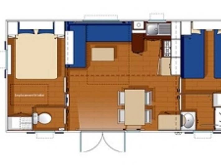 Flower Camping Orly d'Azur - Mobilheim 6 personen - Mobilheim Cayanne Standard 31m² - 2 Schlafzimmer - halbüberdachte Terrasse -. in Six-Fours les Plages, Mittelmeerküste (Frankreich)