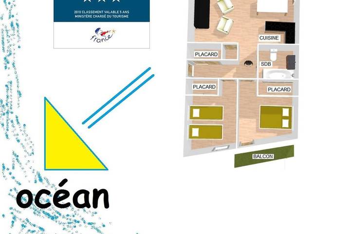 Gîte pour 4 personnes, avec jardin et balcon dans Plage de l'Uhabia