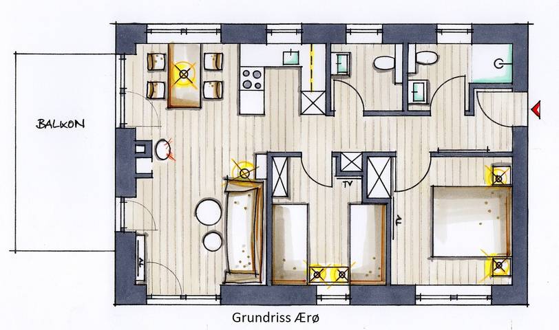 Ferienwohnung für 4 Personen, mit Balkon und Terrasse sowie Garten in Kronsgaard - 4