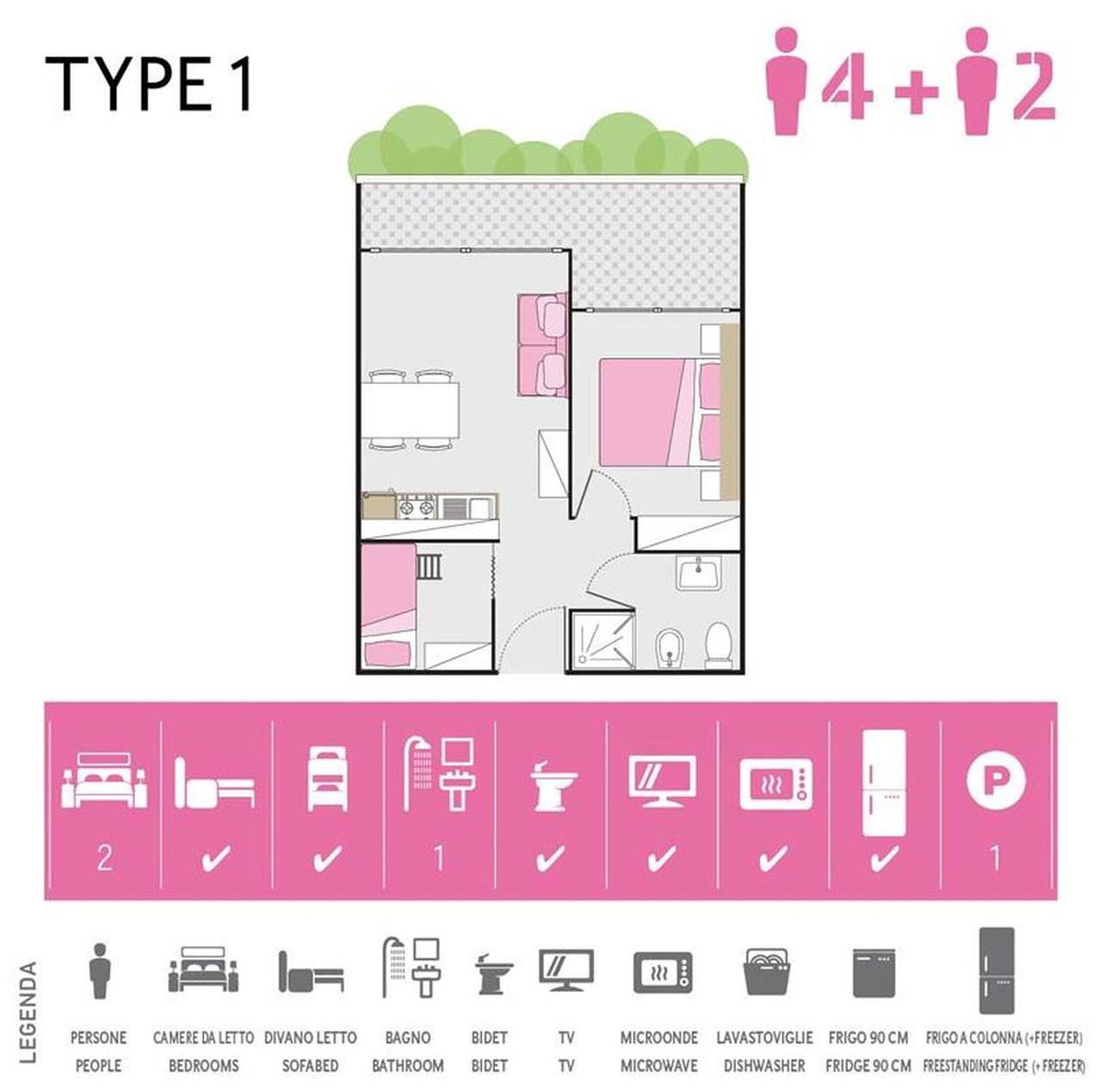 Geheel appartement, Ferienanlage Isaresidence Dreizimmer-Wohnung Family Studio für 6 Personen in Chioggia, Provincie Venetië