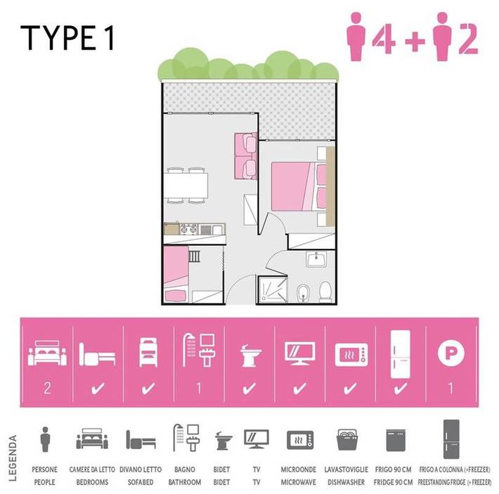 Ferienwohnung für 6 Personen, mit Pool und Balkon, kinderfreundlich in Chioggia - 2