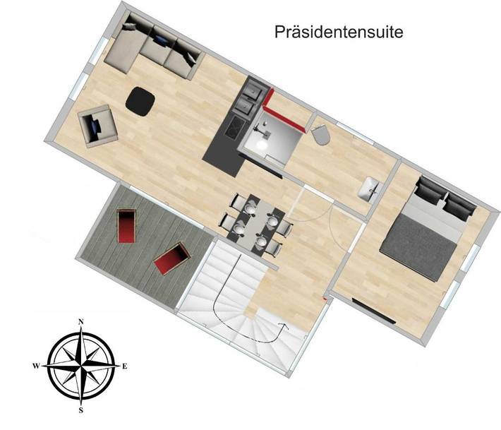 Ferienwohnung für 2 Personen, mit Balkon und Terrasse sowie Seeblick und Ausblick in Wiesbaden - 4