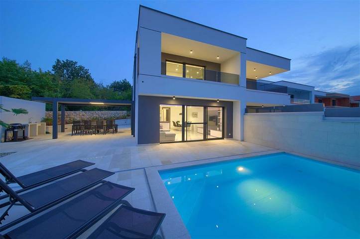 Villa pour 8 personnes, avec terrasse ainsi que vue sur l’océan et piscine à Klimno - 2
