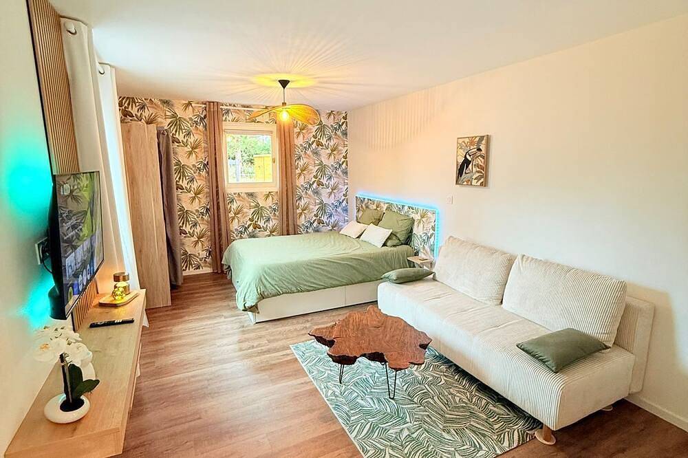 Appartement entier, Logement moderne avec spa privatif, magnifique vue, proche golf et lac in Villerest, Région de Roanne