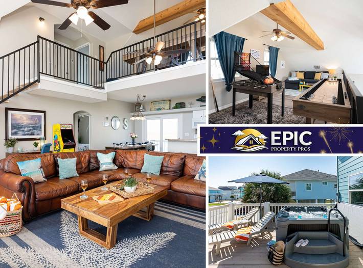 Vacation rental for 19 people, with yard and lake view as well as balcony, kid friendly in Crystal Beach TX (US)