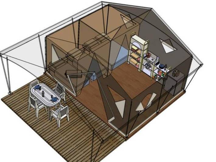 Camping L'Orée Du Bois - Bungalowzelt 4 personen - 2 Zimmer 20m² - ohne Sanitäranlagen in Hourtin, Regionaler Naturpark Médoc