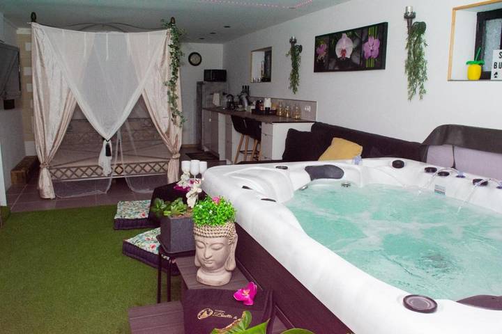 Gîte pour 4 personnes, avec piscine ainsi que jacuzzi et jardin à Cessieu