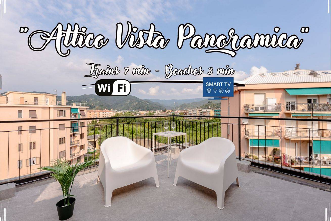 Ganze Wohnung, [Penthouse-Panoramablick] Meer 3 Min. • A/C • Wlan in Albisola Capo, Albisola Superiore