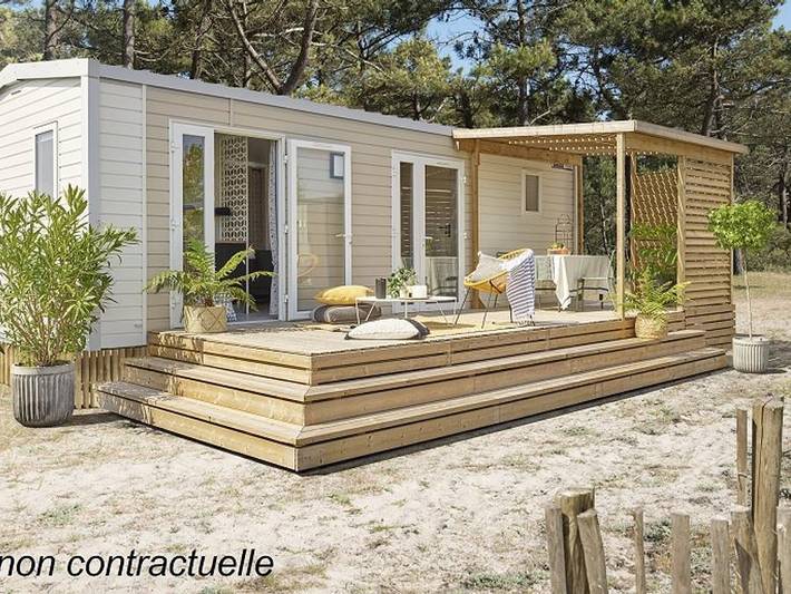 Camping L'Escapade - Mobilheim 4 personen - Grand Large 30m² (2 Zimmer) + Terrasse in Cahagnolles, Bayeux und Umgebung