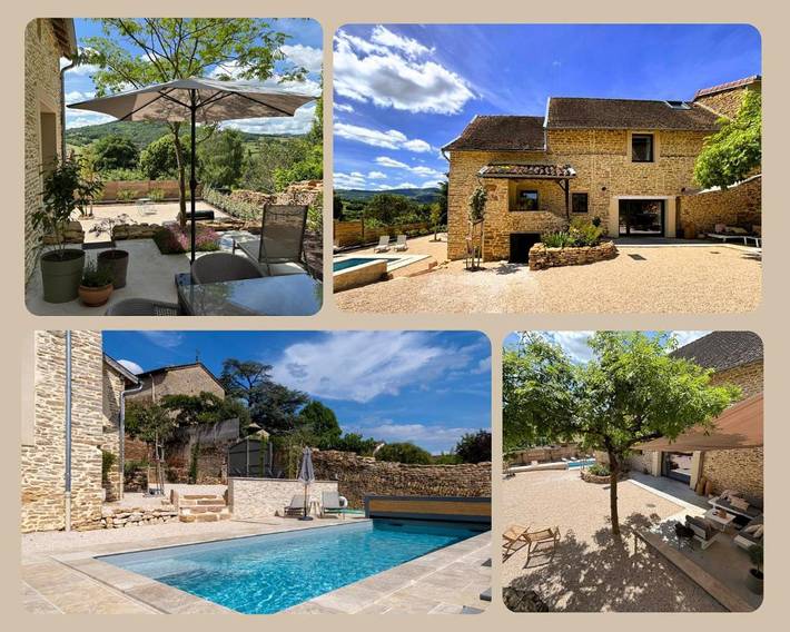 Location de vacances pour 7 personnes, avec vue ainsi que piscine et jardin dans Bussières (Saône-et-Loire)
