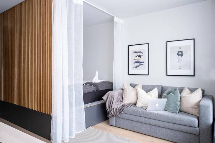 Appart’hôtel pour 3 personnes, avec jardin et sauna, animaux acceptés