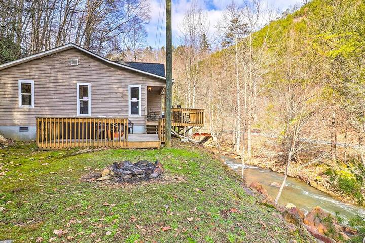 Log cabin for 7 people, with terrace and yard in Fontana Lake