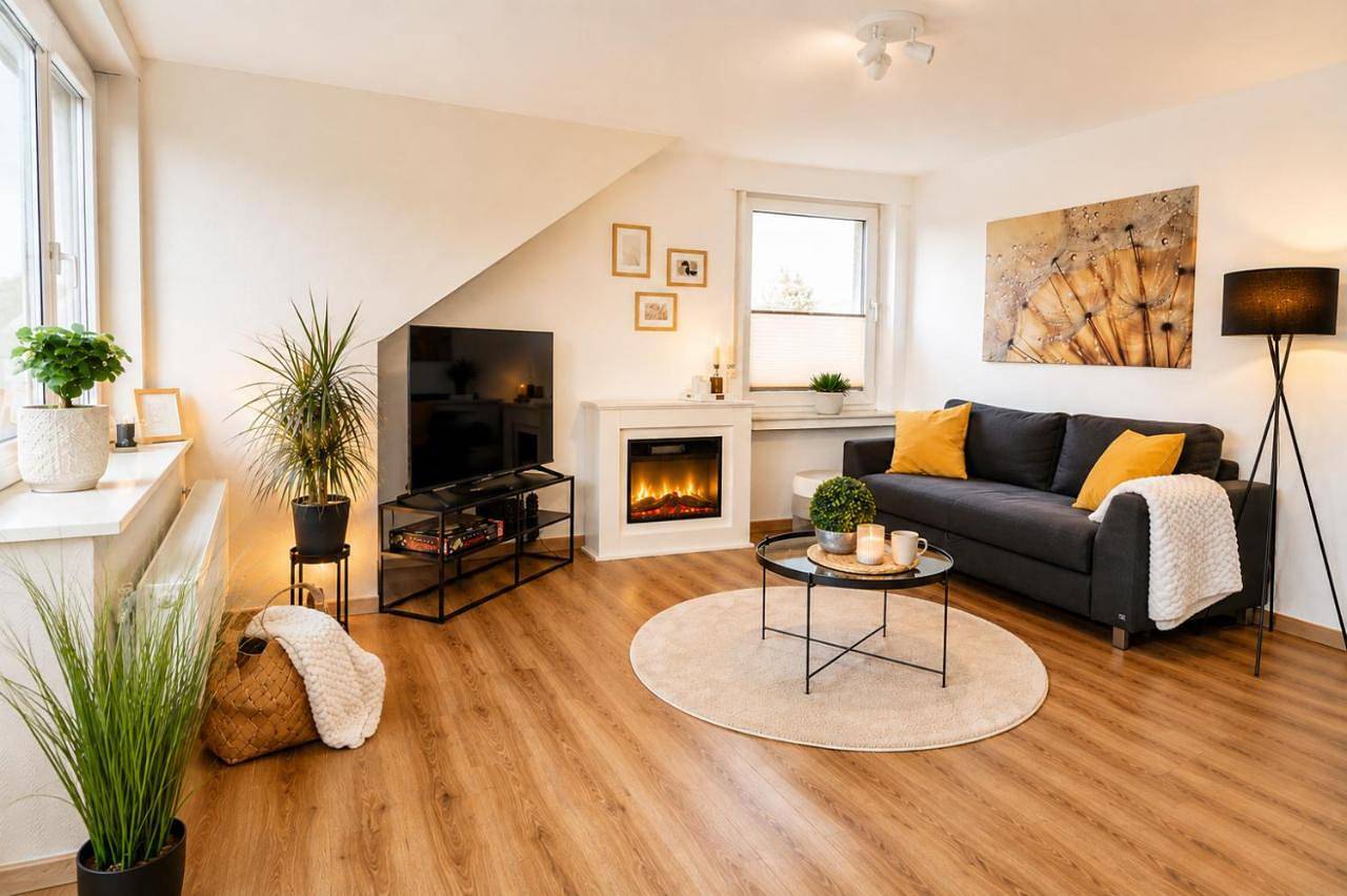 Geheel appartement, Helle Wohlfühloase -Kamin- ruhig gelegen - eigener Parkplatz- Self Check in-bis zu 5 Personen-schöne Wohngegend in Paderborn, Noordrijn-Westfalen