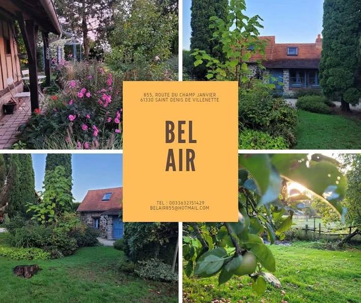 Location de vacances pour 3 personnes, avec piscine ainsi que jardin et vue à Saint-Denis-de-Villenette