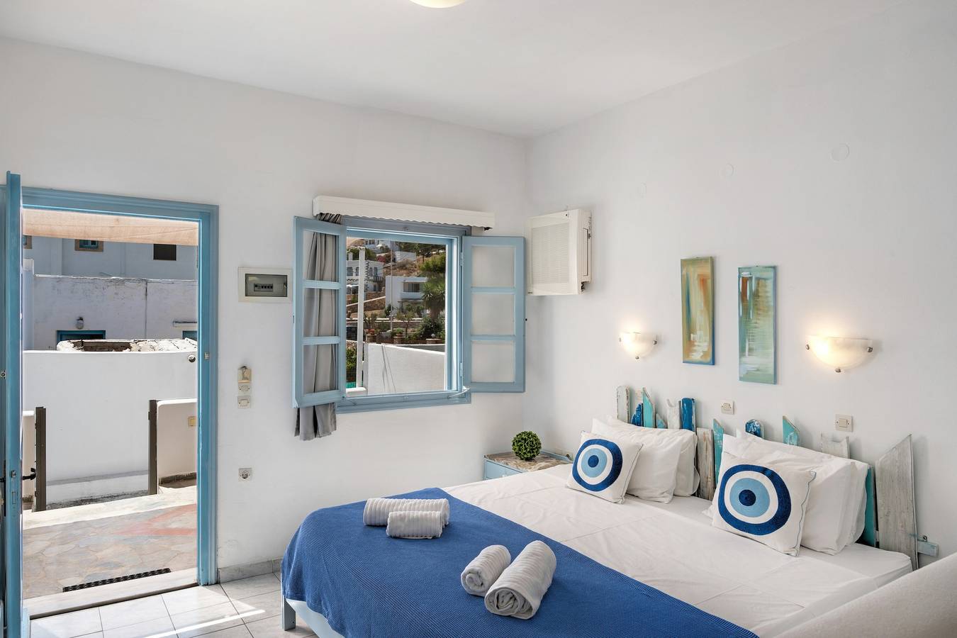 Appartement dans l'hôtel 'Pico Bello Patmos 10' avec vue sur la montagne, Wi-Fi et climatisation in Dodécanèse