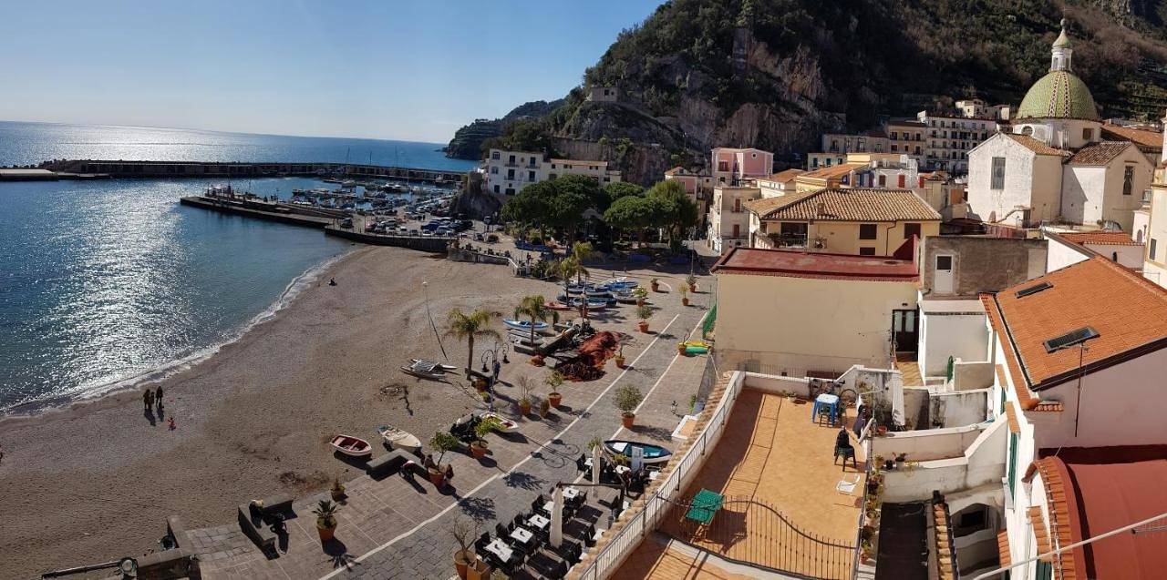 Cetara on the sea in Spiaggia del Lannio, Cetara