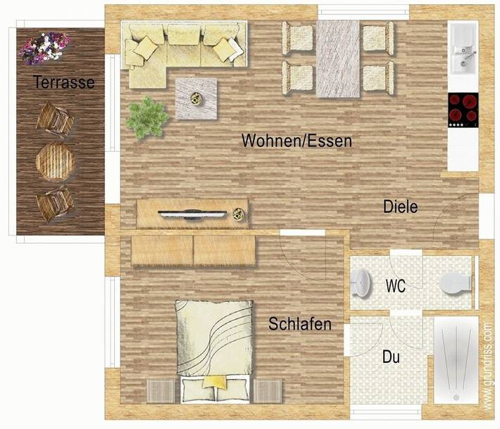 Ferienwohnung für 4 Personen, mit Balkon und Terrasse sowie Garten in Loreley