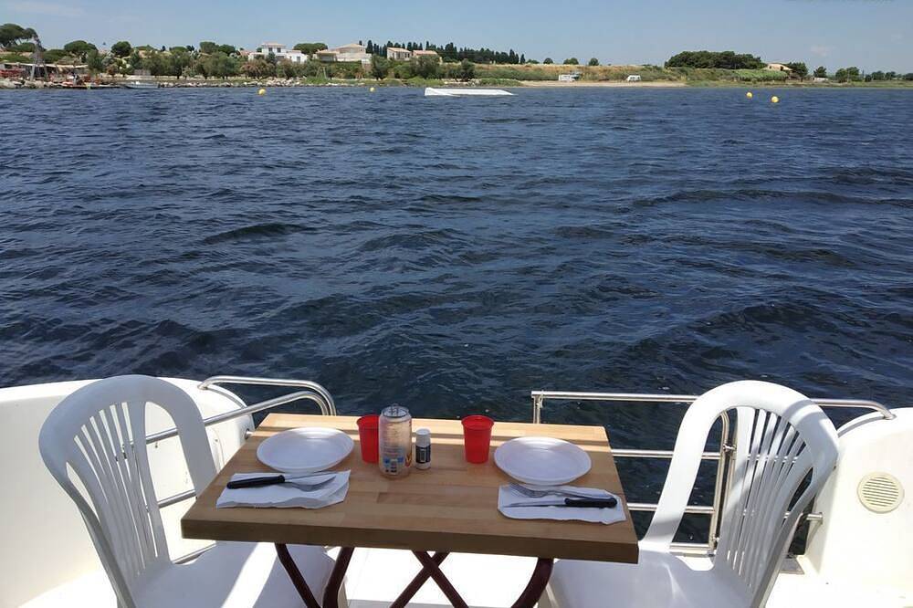 Habitable boat with terrace with panoramic view of the Canal du Midi in Béziers, Côte d'Améthyste