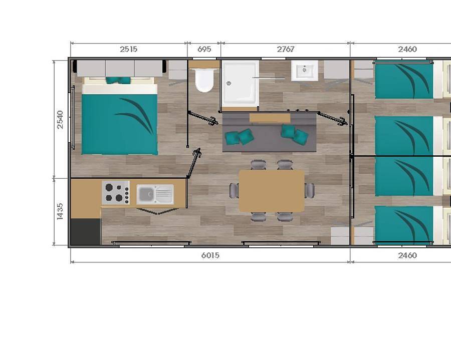 Camping les Prés du Verdon - Mobilhome 4 personnes - Mobil Home Premium 2 Chambres 4 personnes in Lac de Quinson, Quinson